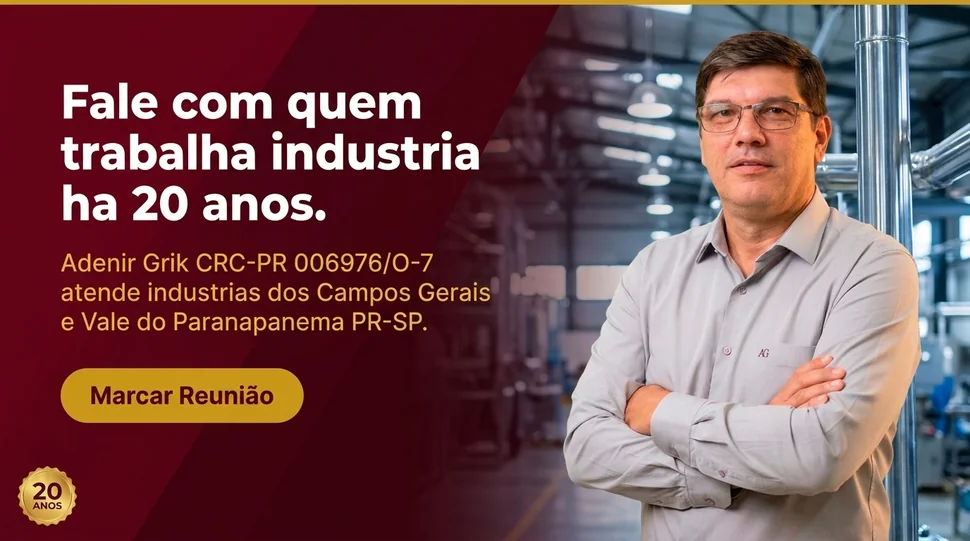 Fale com Adenir Grik, especialista em contabilidade industrial há 20 anos Fale com Adenir Grik, especialista em contabilidade industrial há 20 anos